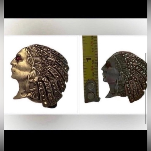 👑 Vintage Native Silver Marcasite Indian Chief Headdress Ring #6607 - Picture 6 of 8